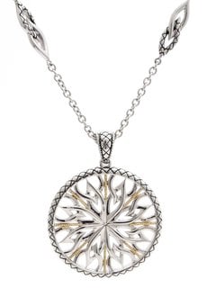 ACP278 silver and gold pendant necklace on 28" chain