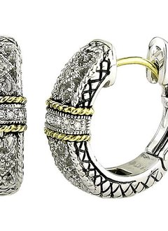 ACE141 silver, gold and diamond filigree hoop earrings
