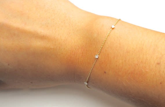 14kt gold diamond bezel bracelet
