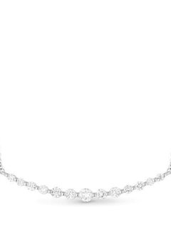 14kt gold curved diamond bar necklace
