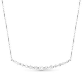 14kt gold curved diamond bar necklace