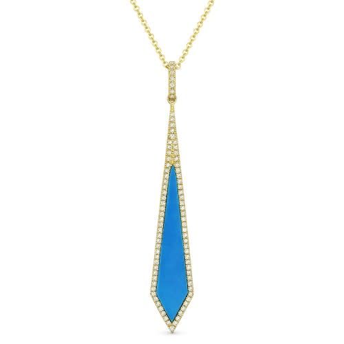 14kt yellow gold turquoise drop necklace