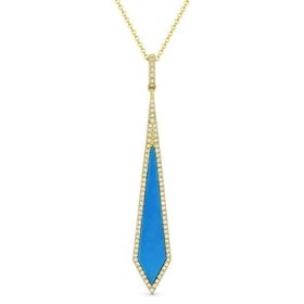 14kt yellow gold turquoise drop necklace
