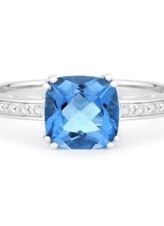 London Blue topaz Ring with Diamond Accents