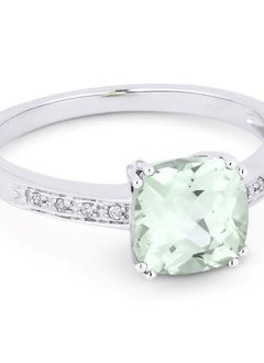 Green Amethyst and Diamond Accent Ring