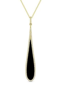 Black Onyx and Diamond Drop Necklace