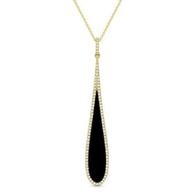 Black Onyx and Diamond Drop Necklace