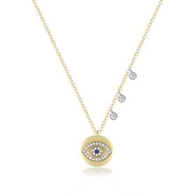 14kt Yellow Gold Evil Eye Diamond Necklace