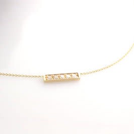 14kt Yellow Gold Mini Diamond Bar Necklace