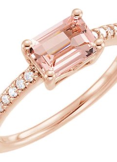 14kt rose gold morganite and diamond ring