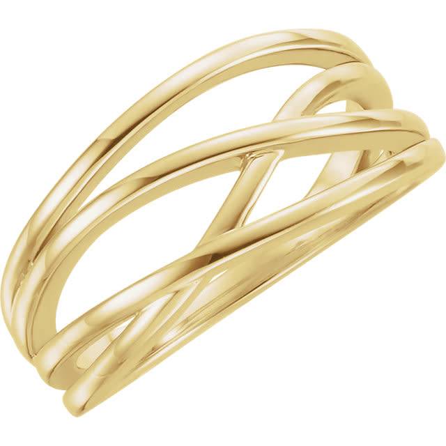 14kt yellow gold criss cross ring