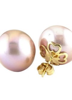 15mm pink pearl stud earrings