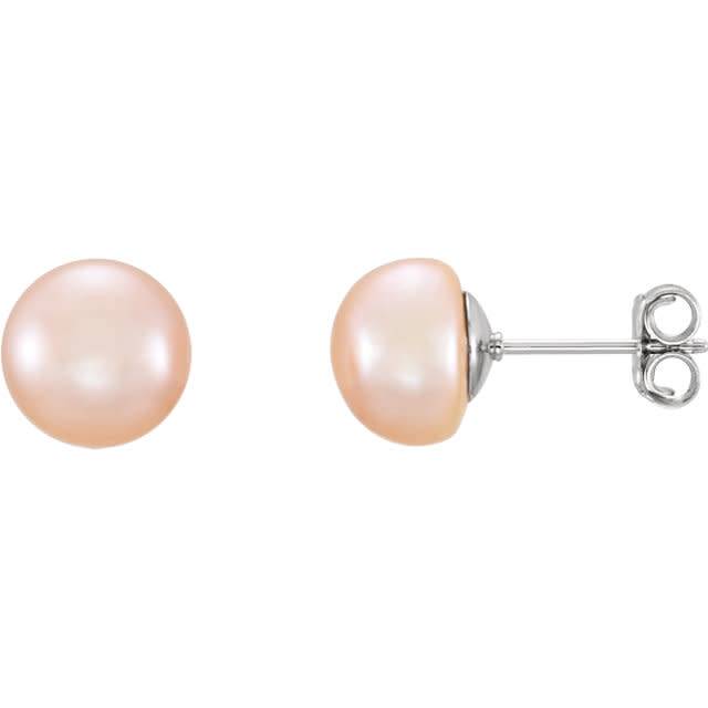 PearLustre by Imperial Sterling Silver Pink Freshwater Cultured Pearl Leaf Drop  Earrings