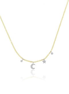 N10404 mini moon and star bezel necklace