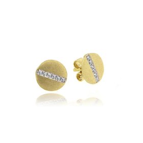 E10053 Brushed Yellow Gold Studs