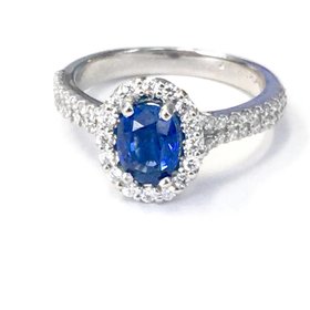 Split Shank Platinum Oval Sapphire Halo