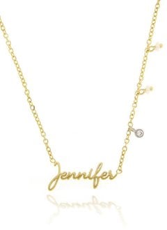 Gold script name necklace