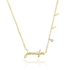 Gold script name necklace