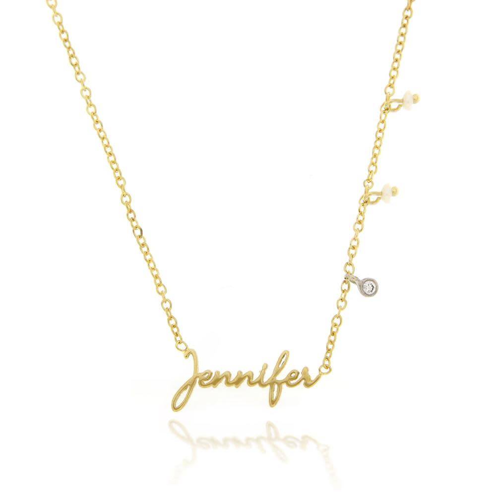 Meira T N10136 gold script name necklace