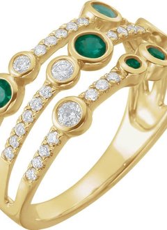 Emerald & Diamond Multi Row Ring