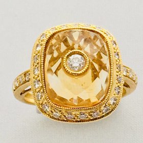 18kt Yellow Citrine & Diamond Ring