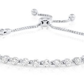 B2040 Prong Set Diamond Bolo Bracelet