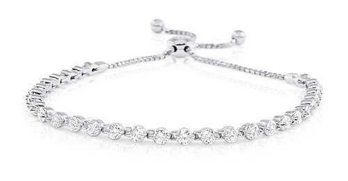 B2040 Prong Set Diamond Bolo Bracelet