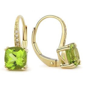 Peridot & Diamond Drop Earrings