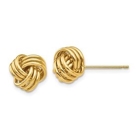 Yellow gold triple knot stud earrings