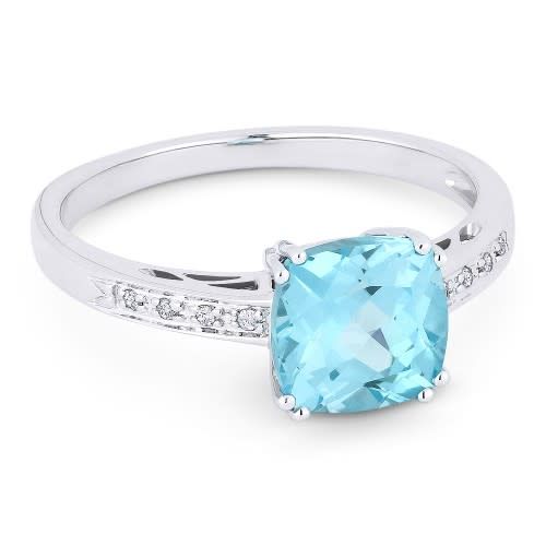 R1108 Aquamarine & Diamond Ring
