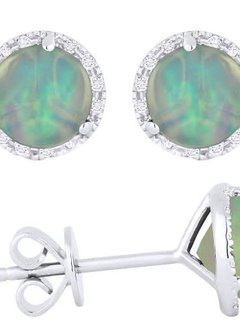 E1023OPW Opal & Diamond Halo Stud Earrings