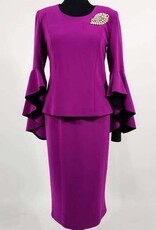 2PC Skirt Suit w Bell Sleeve