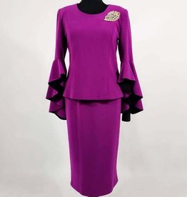 2PC Skirt Suit w Bell Sleeve