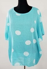 Linen Polka Dot Print Top
