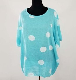 Linen Polka Dot Print Top