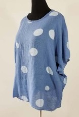 Linen Polka Dot Print Top