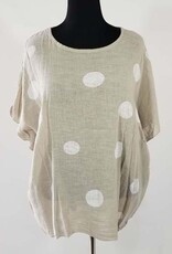 Linen Polka Dot Print Top