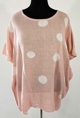 Linen Polka Dot Print Top