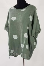 Linen Polka Dot Print Top