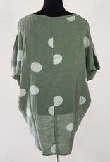 Linen Polka Dot Print Top