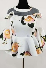 WHY Mesh w Scuba Ruffle Top