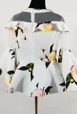 WHY Mesh w Scuba Ruffle Top