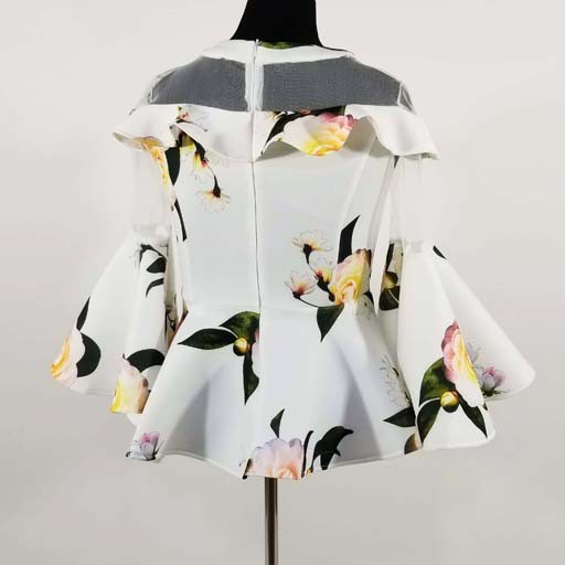 WHY Mesh w Scuba Ruffle Top