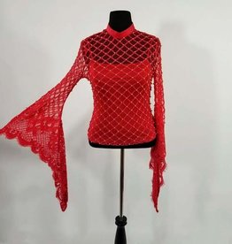 Fashion Terminal Mesh Long Bell Sleeve w Lace Top