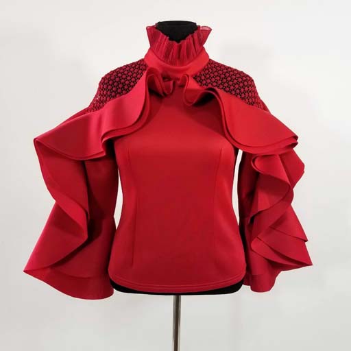 Scuba Top w Lace and Ruffled Design - Fashion Tree