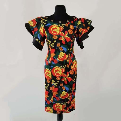Scuba Multi Dress w Bell Sleeve