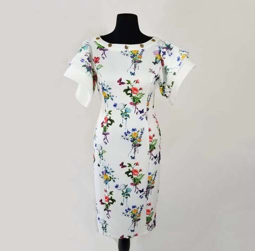 Scuba Multi Dress w Bell Sleeve