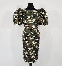 Printed Scuba Dress with Large Sleeves