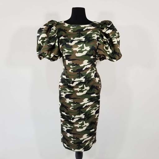 Printed Scuba Dress with Large Sleeves