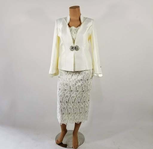 Nina Massini Silky w Lace 3PC Skirt Suit